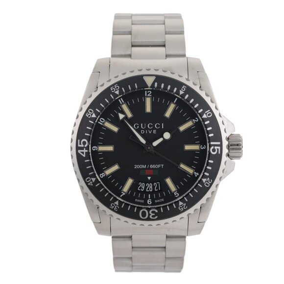 GUCCI Dive 136.3 Black Dial 40mm Stainless Steel Men's Watch - Picture 1 of 4